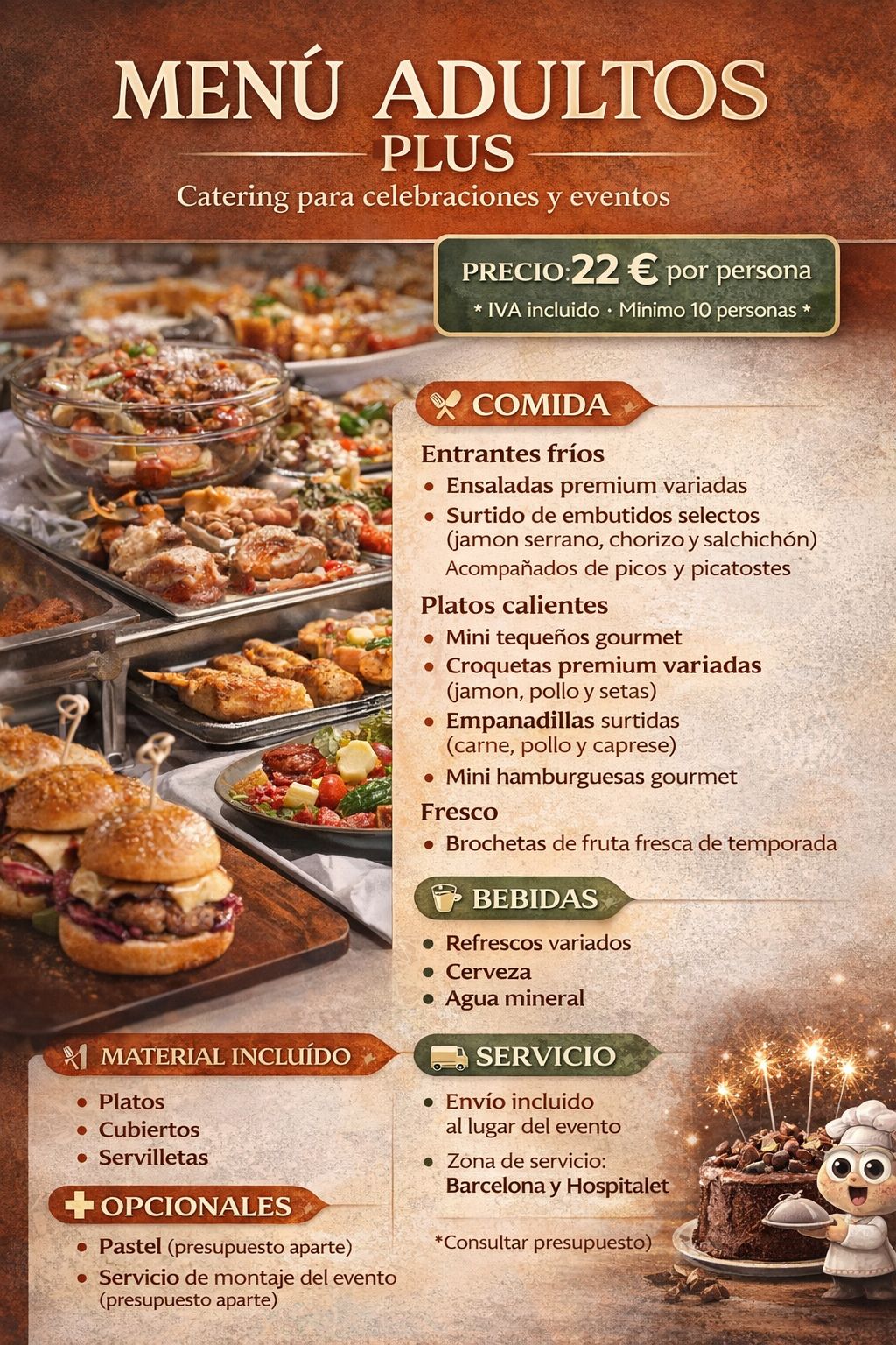 CATERING MENÚ ADULTOS PLUS